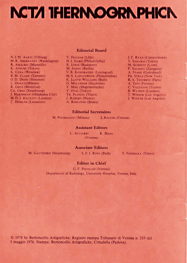 Title page of Acta Thermographica